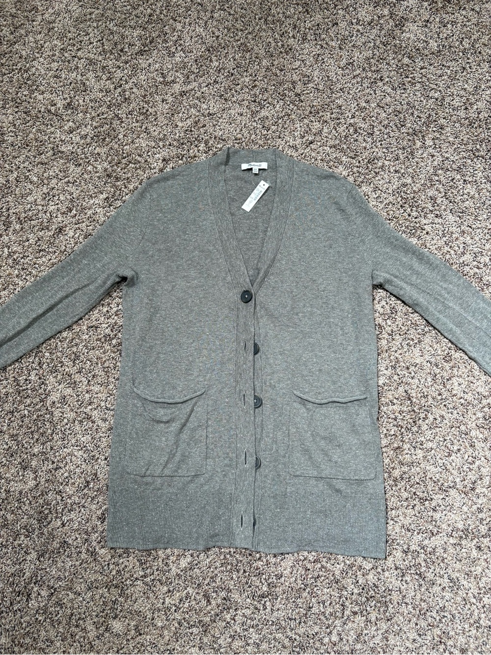 Madewell Gray V-Neck Button-Front Women's Cardigan